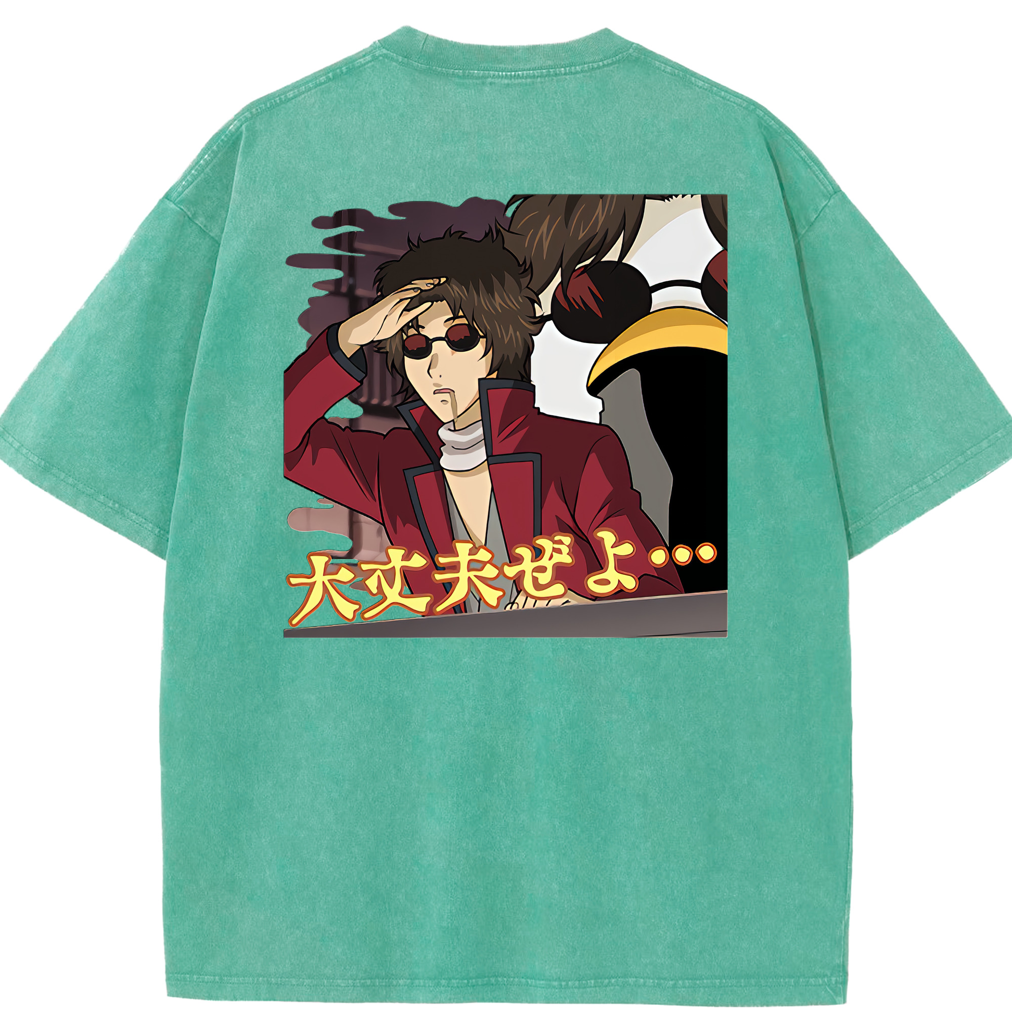 （画像用） ぎんたま 坂田銀時（さかたぎんとき） 神楽 志村新八（しむら しんぱち） GINTAMA Sakata Gintoki Kagura Shimura Shinpachi 綿100% ヴィンテージ風 半袖Tシャツ（背面プリント）